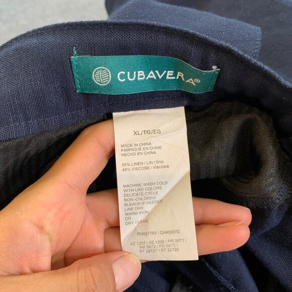 Cubavera Pants Mens XL Extra Large Navy Linen Blend Drawstring Tie Breathable - Picture 7 of 10